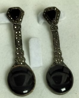 Pendientes largos antiguos plata estilo art decó