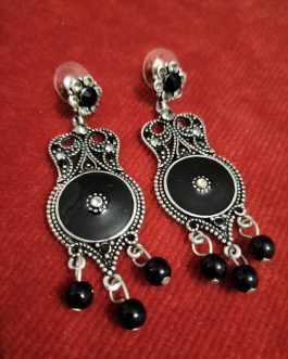 Pendientes esmalte y pedrería negro estilo antiguo