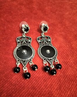 Pendientes esmalte y pedrería negro estilo antiguo