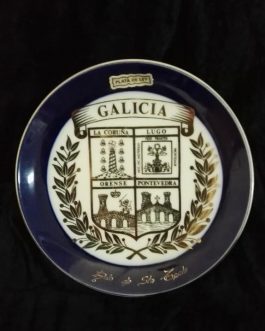 Plato Elyca cerámica tipo porcelana y plata de ley Escudo Galicia 14 cm