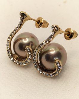 Pendientes perla gris y strass