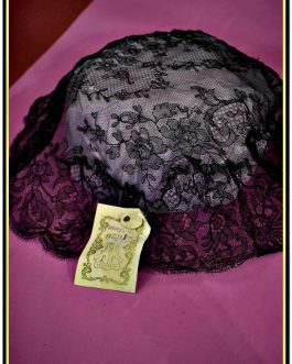 Elegante mantilla antigua cubre cabeza negra