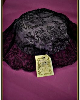 Elegante mantilla antigua cubre cabeza negra